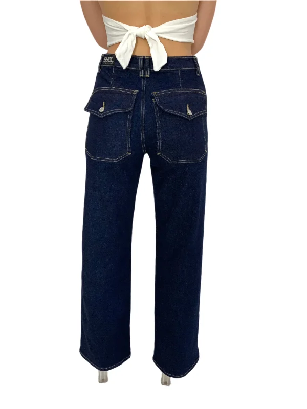 Cargo Jeans. High Rise. Wide Leg. Deep Indigo.