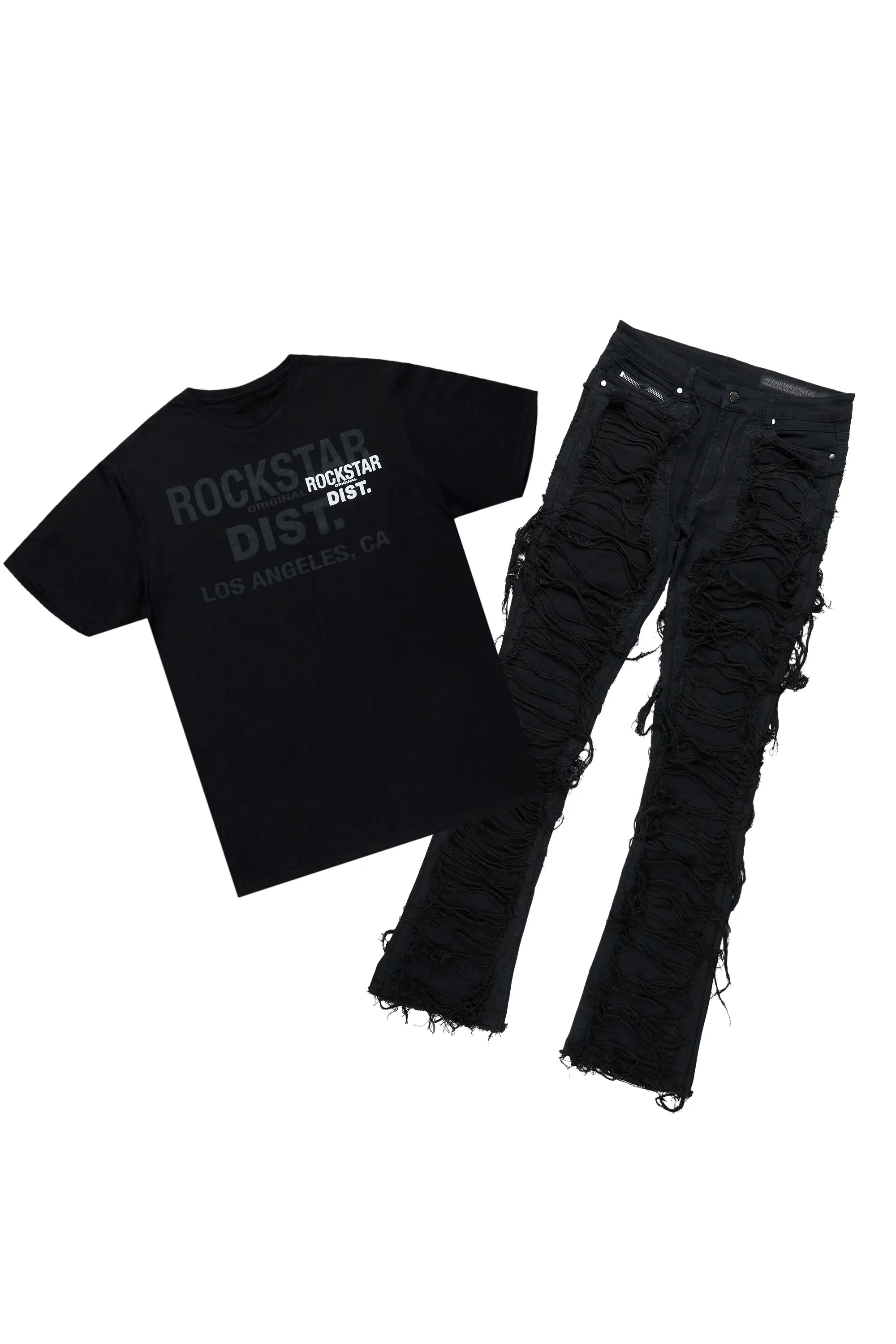 Lake Black T-Shirt & Conrad Stacked Flare Jean Bundle