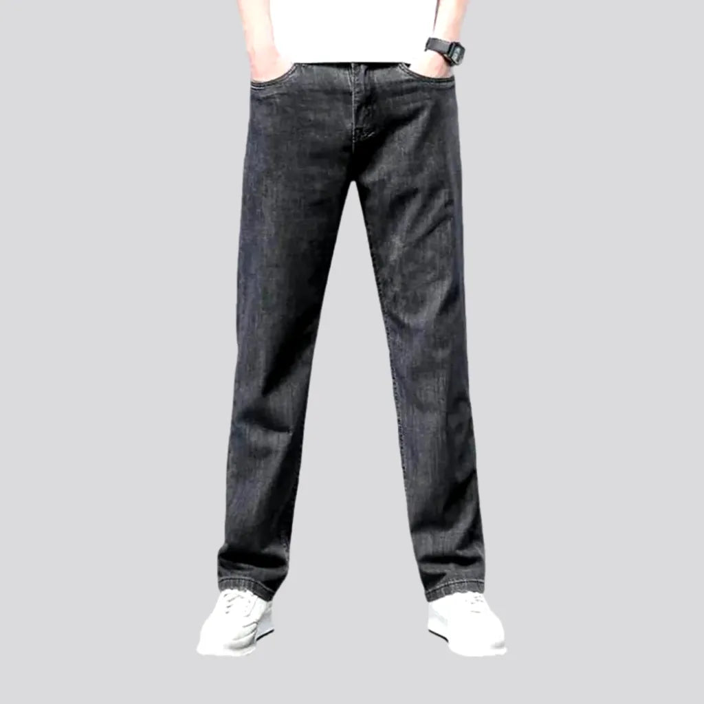 Stonewashed men's thin jeans