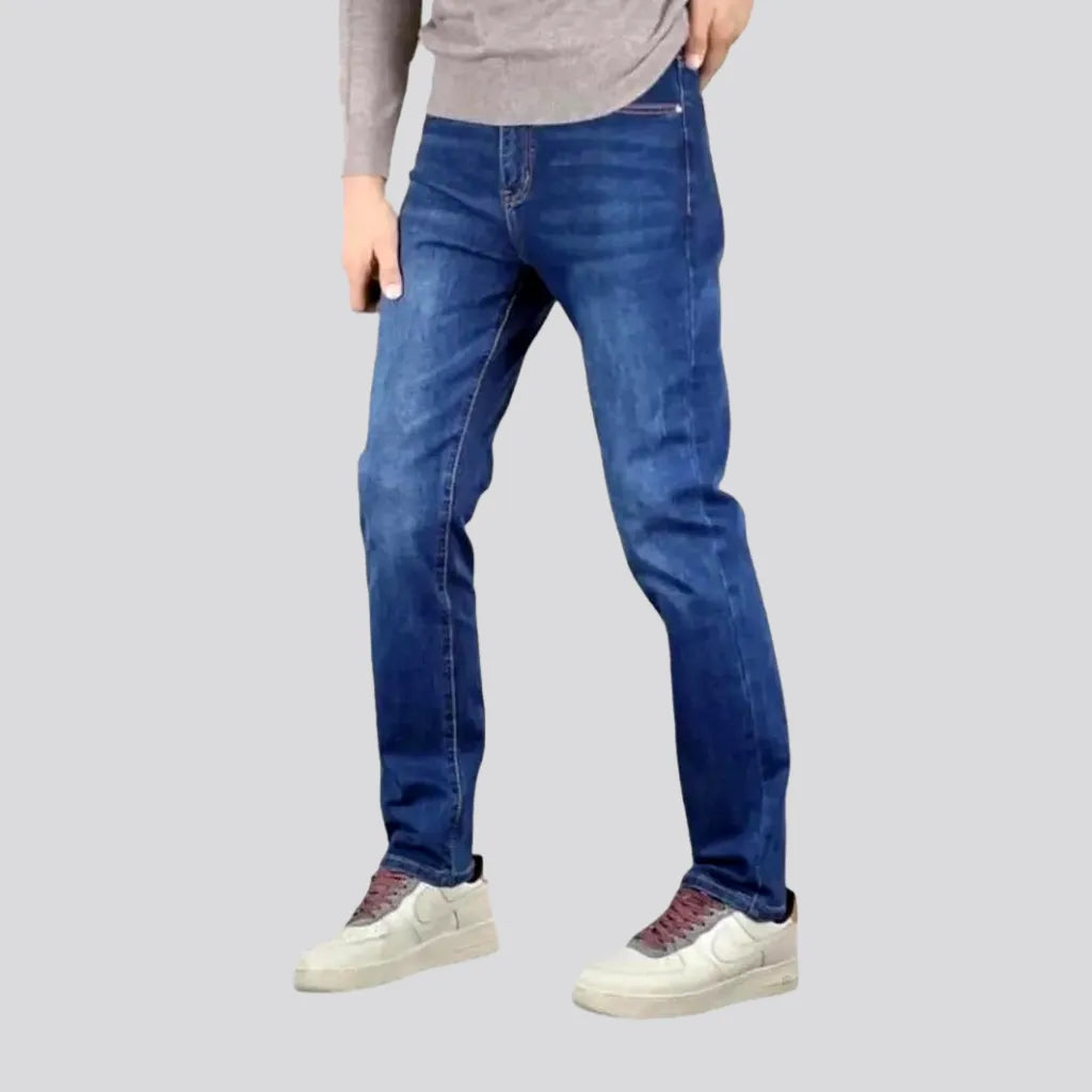 Sanded average pattern stretchable men's jeans