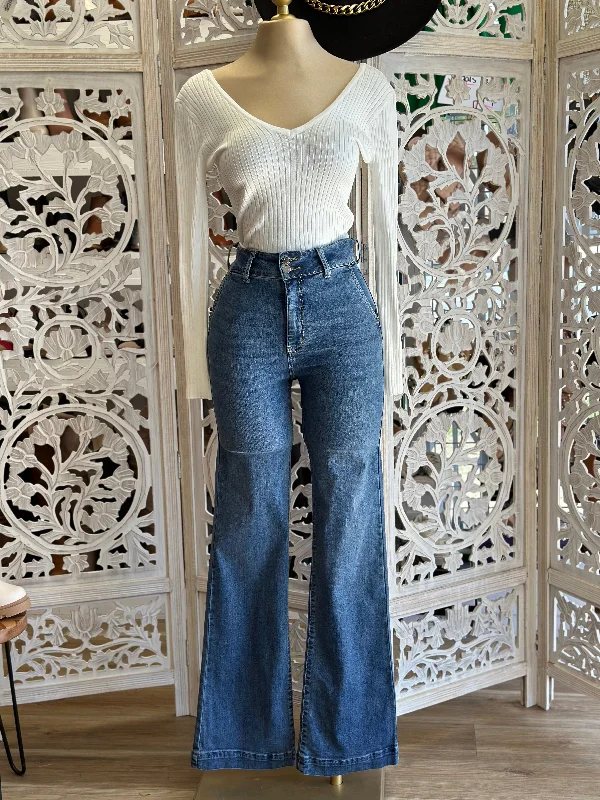 High Rise Square Pocket Jeans