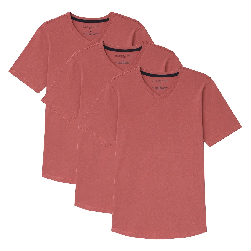 Organic V-Neck T-Shirt 3 Pack / Nantucket Red