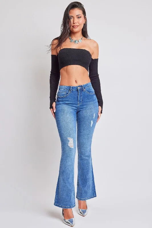 Women's Essential Distressed Flare Jeans-Distressed