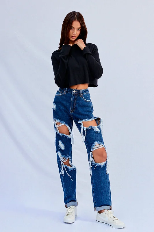 Favorite Look High Waist Ripped Baggy Jeans