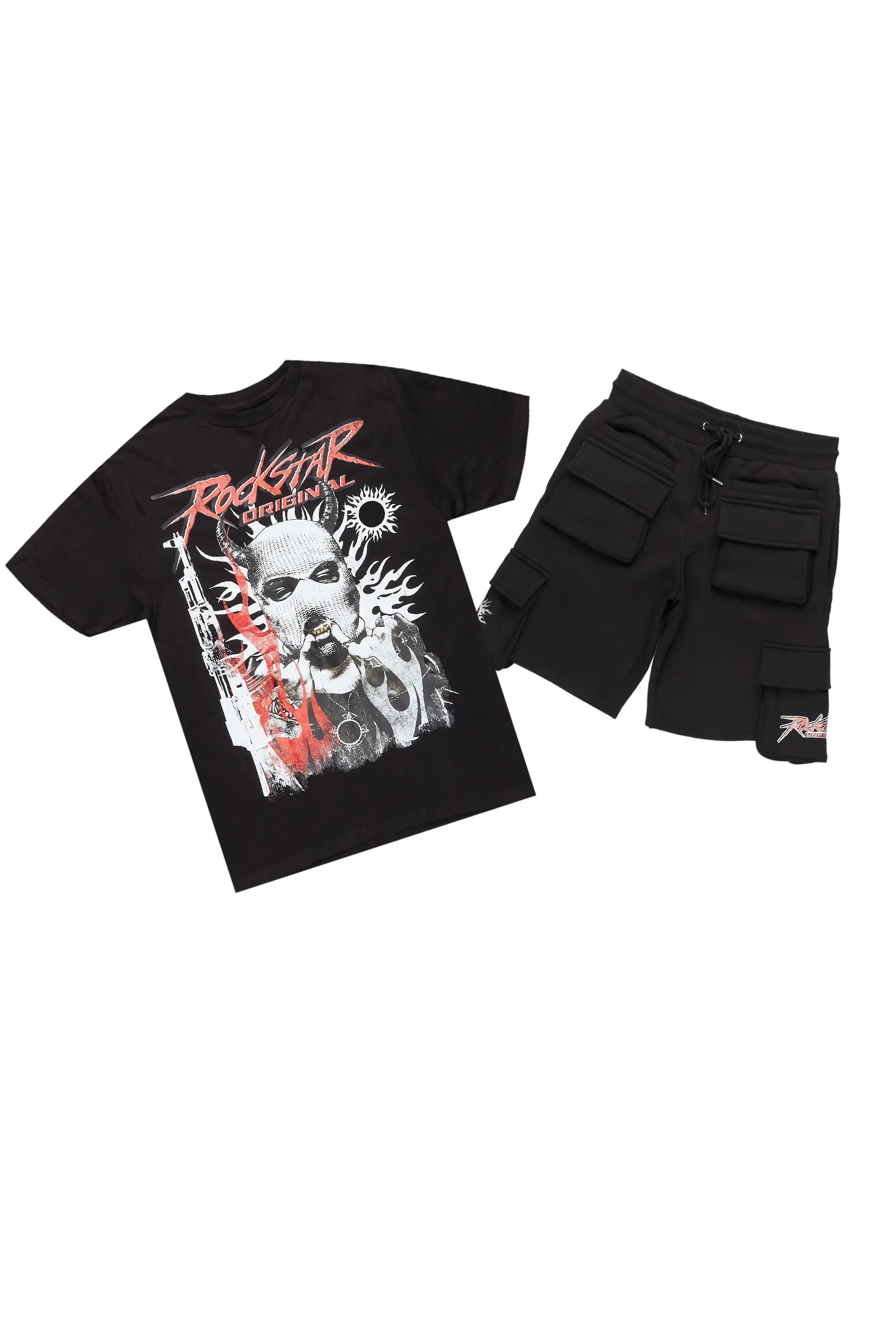 Merci Black T-Shirt Short Set