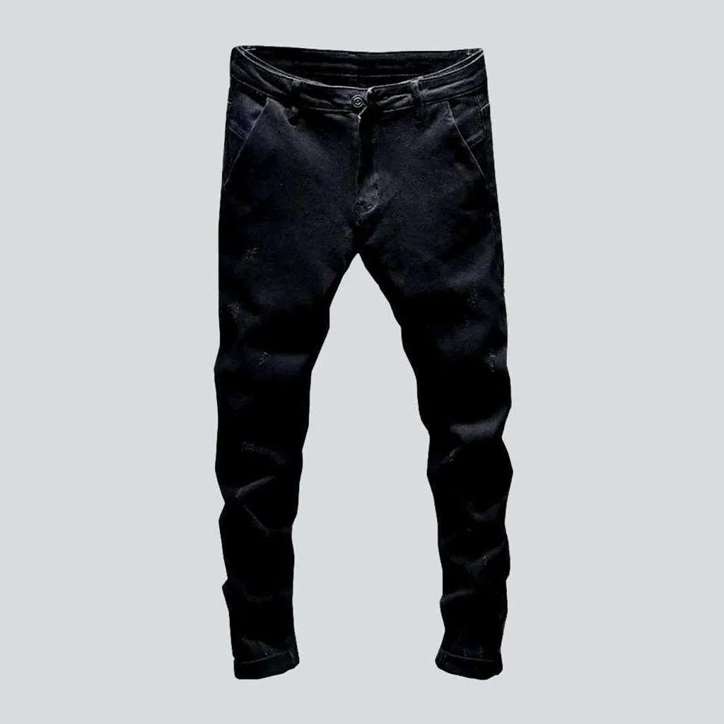 Black skinny stretchy men's jeans