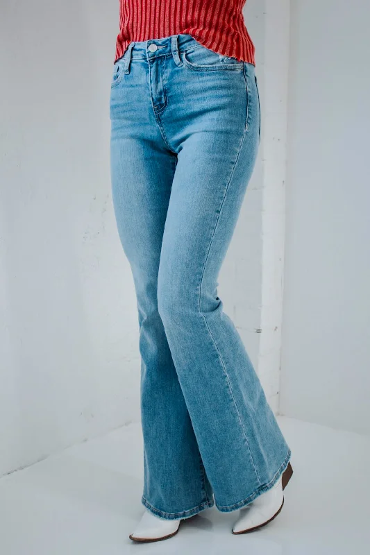 Vervet Slim Fit High Rise Flare Jeans - Light Wash