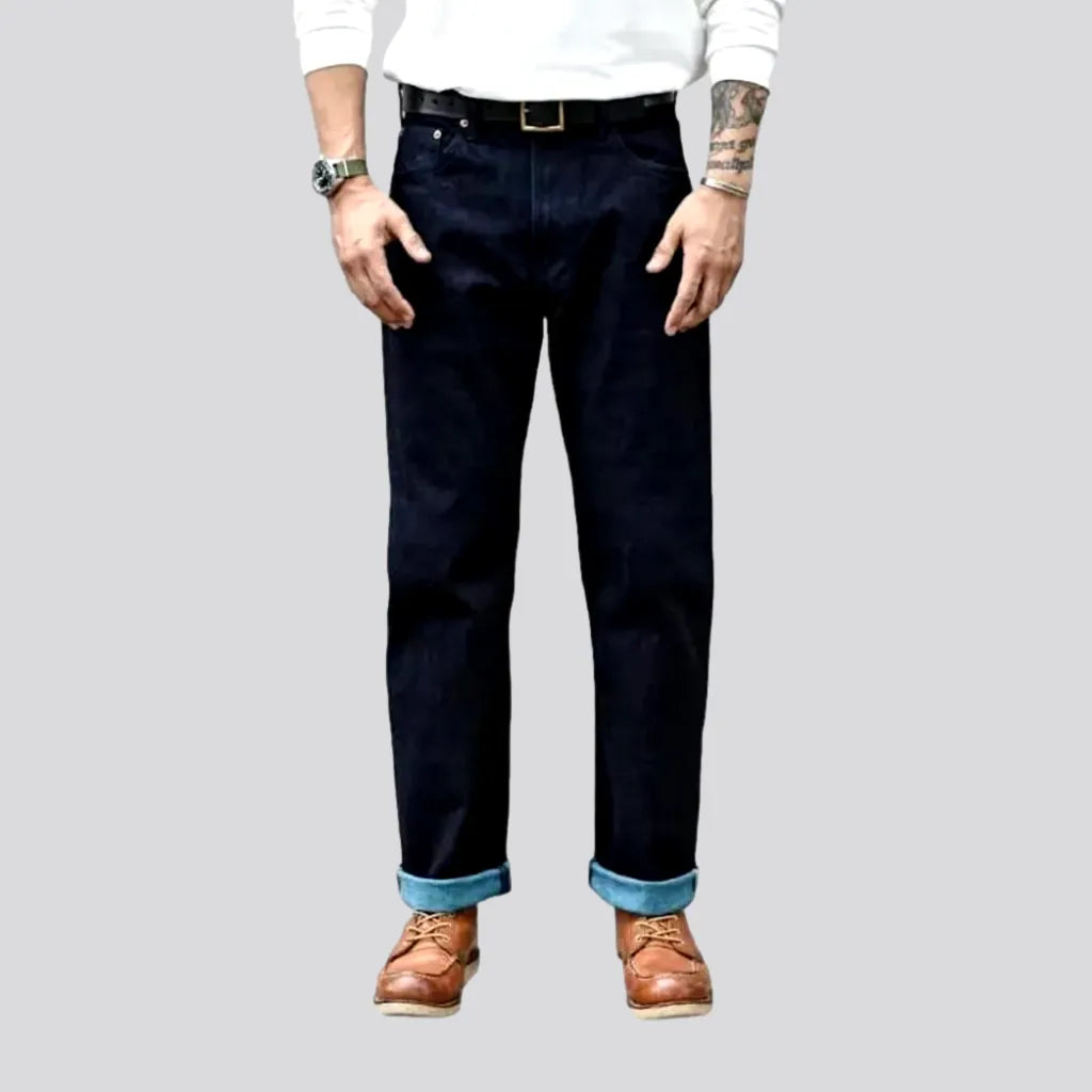 Selvedge straight jeans
 for men