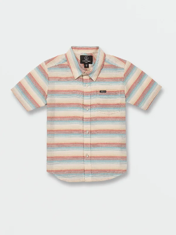 Little Boys Veecee Stripe Short Sleeve Shirt - Whitecap Grey