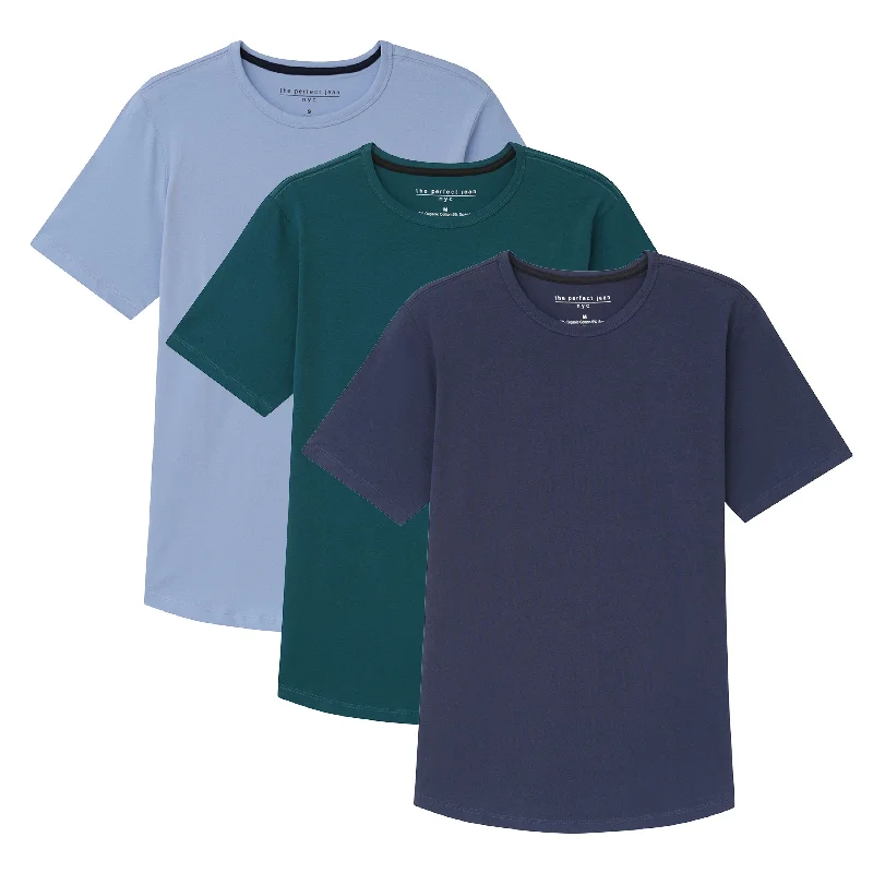 Organic Crew Neck T-Shirt 3 Pack / Sky to Sea