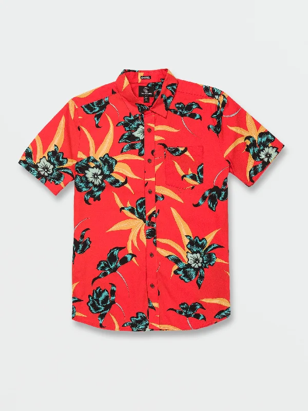 Island Time Short Sleeve Shirt - Red Orange