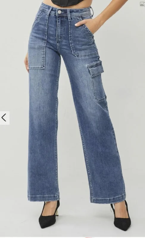 Mid Rise Cargo Jeans