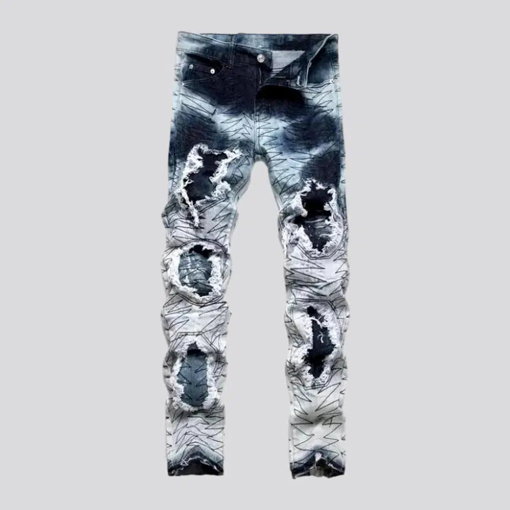 5-pocket men's tie-dyed jeans