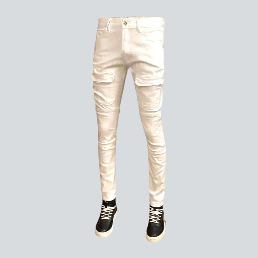 Mid-waist biker jeans for men