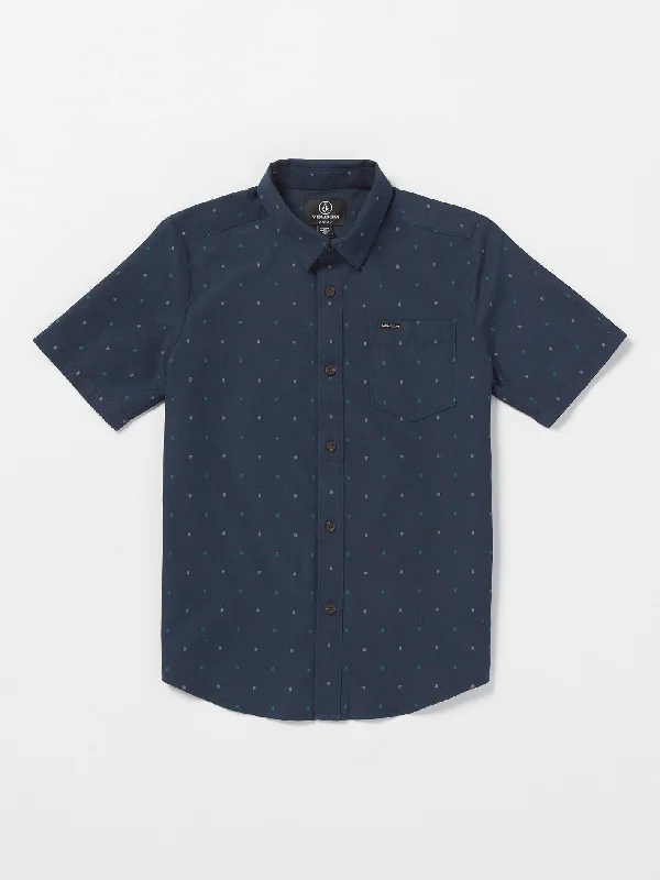 Big Boys Hone Stone Woven Short Sleeve Shirt - Navy