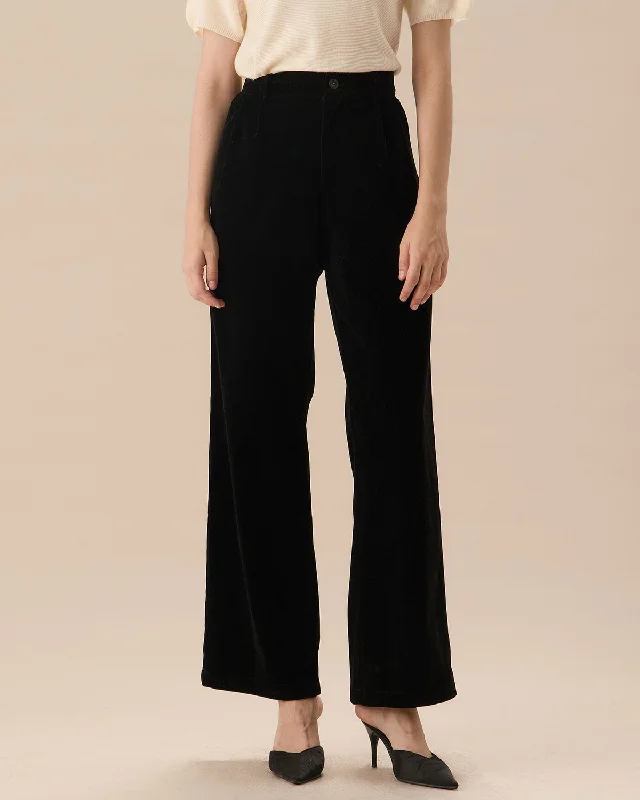 Black High Waisted Pleated Wide Leg Pants