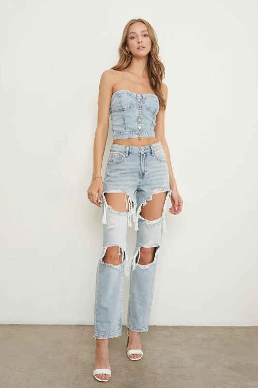 Girl's Dream High Rise Ripped Baggy Jeans