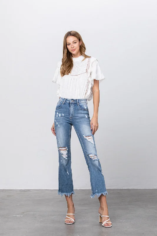 Sophia Crop Hem Flare Jeans