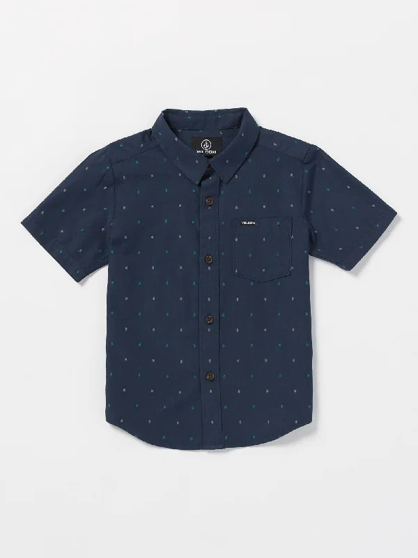 Little Boys Hone Stone Woven Short Sleeve Shirt - Navy