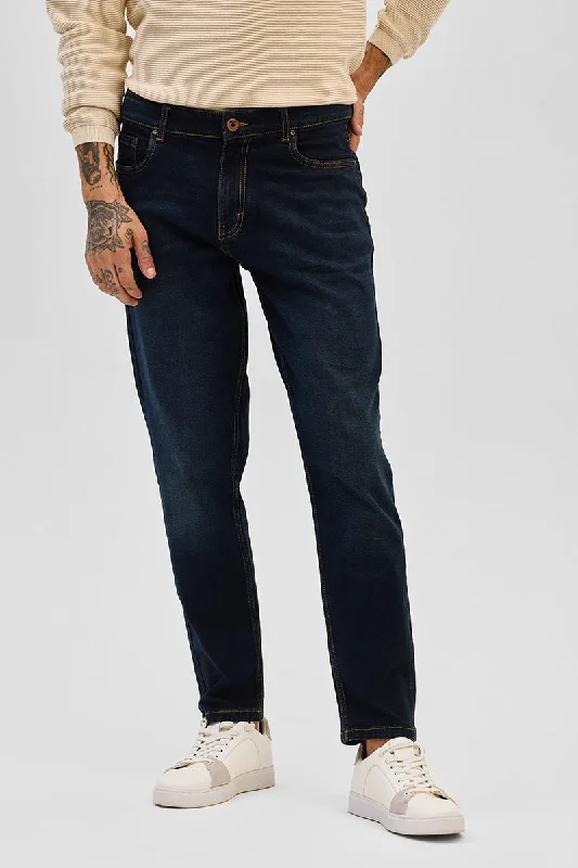 Navy Tapered Fit Jeans