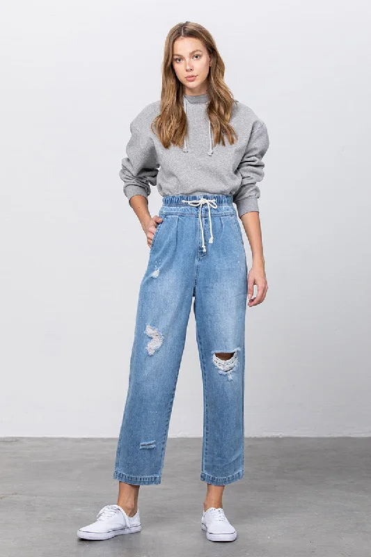 Elastic Banded Slouch Jeans