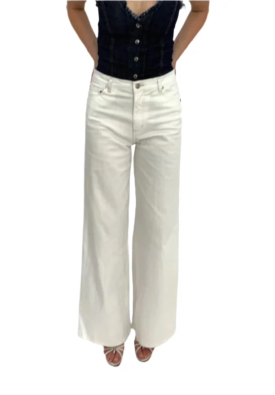 Harlow Jeans. High Rise. Wide Leg. Stretch Canvas. Natural White.