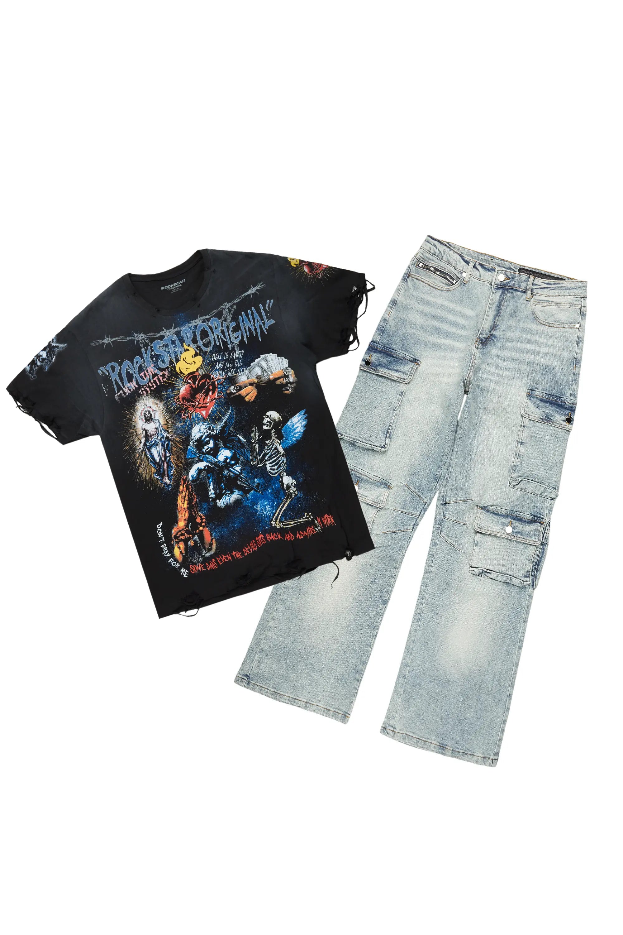 Innis Black T-Shirt & Lenz Baggy Jean Bundle