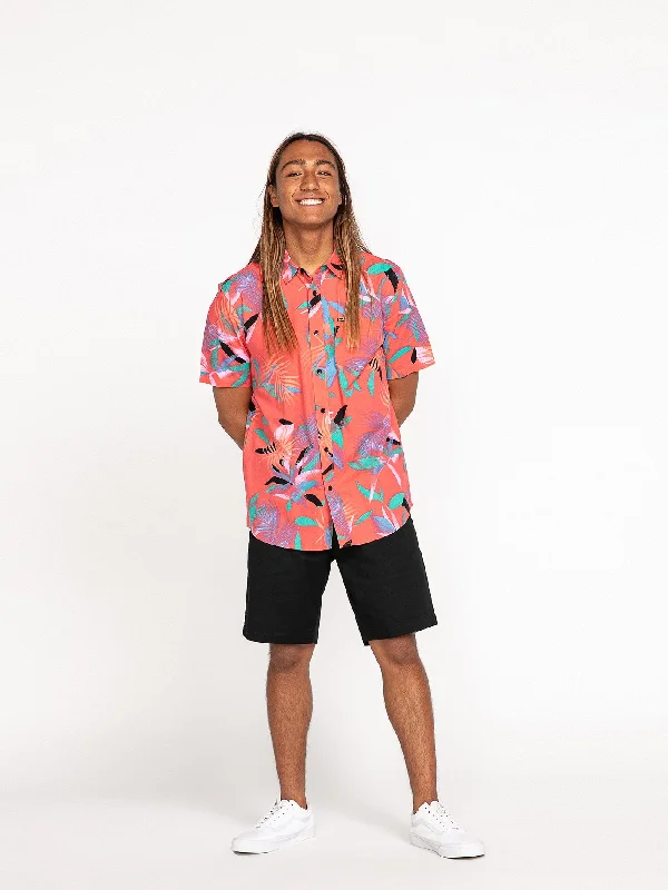 Leaf Spray Short Sleeve Shirt - Lava Rock Red