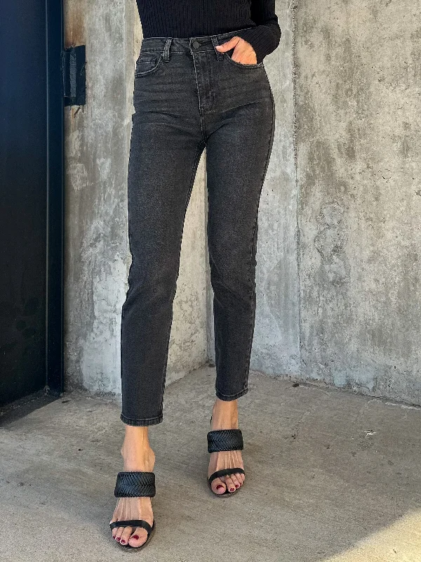 Black Washed Straight Skinny Jeans