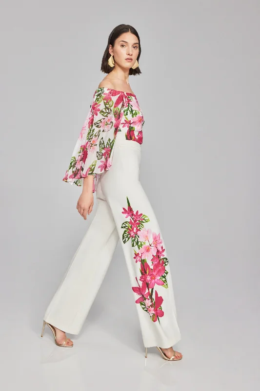 Joseph Ribkoff Floral Print Scuba Crepe Wide-Leg Pants