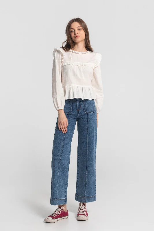 JEANS CULOTTE BASIC COSTURAS DENIM