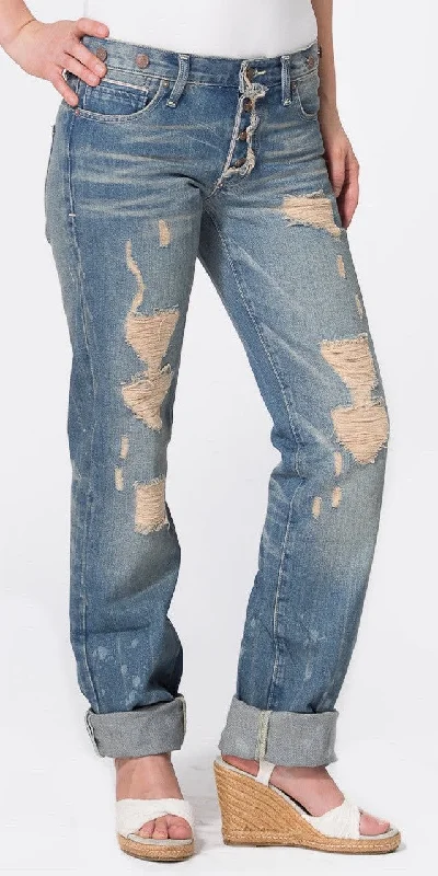 Distressed Stonewash Boyfriend Jeans