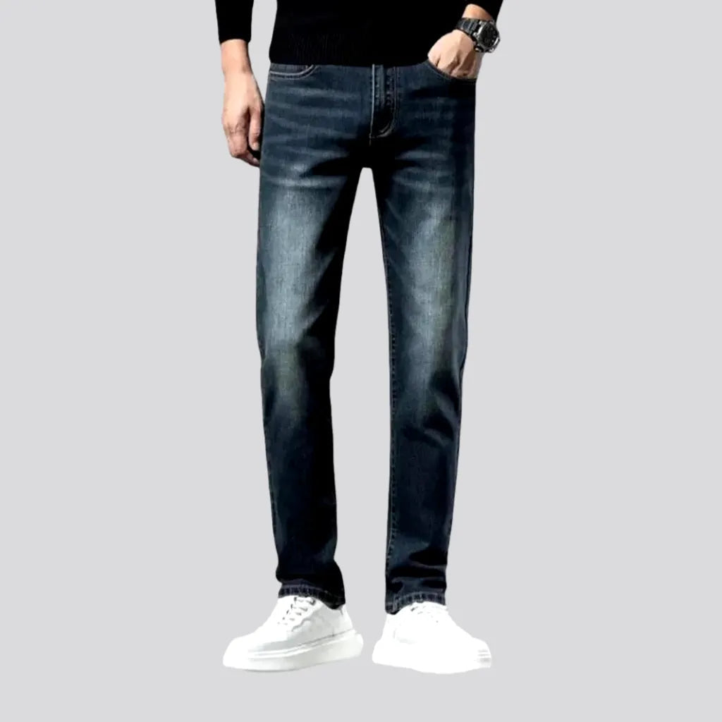 Tapered fit fleece lined men's jeans