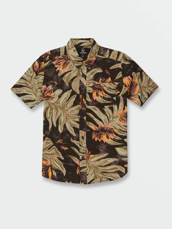 Big Boys Marble Floral Short Sleeve Shirt - Rinsed Black