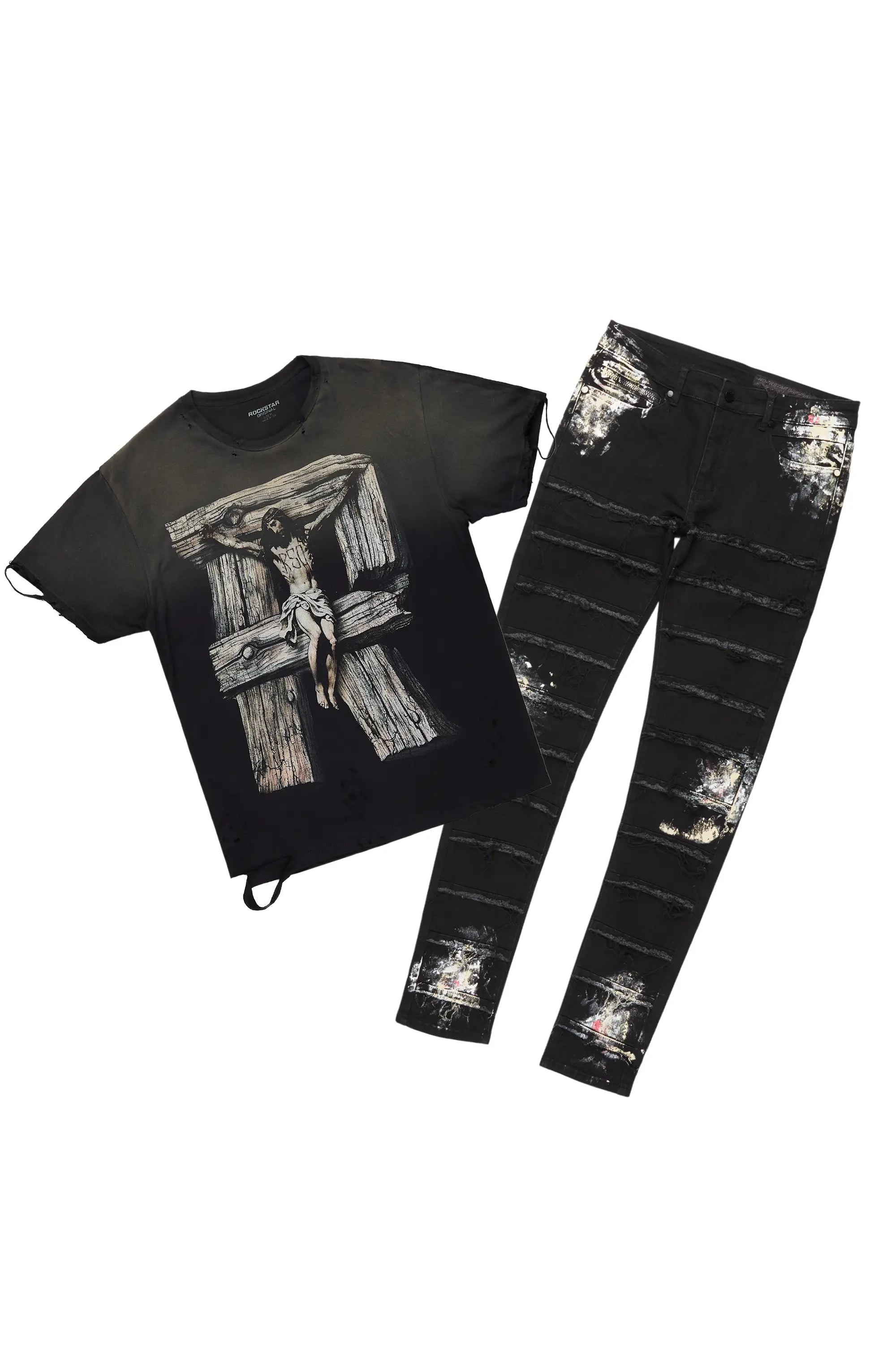 Panos Black T-Shirt/Slim Fit Jean Bundle