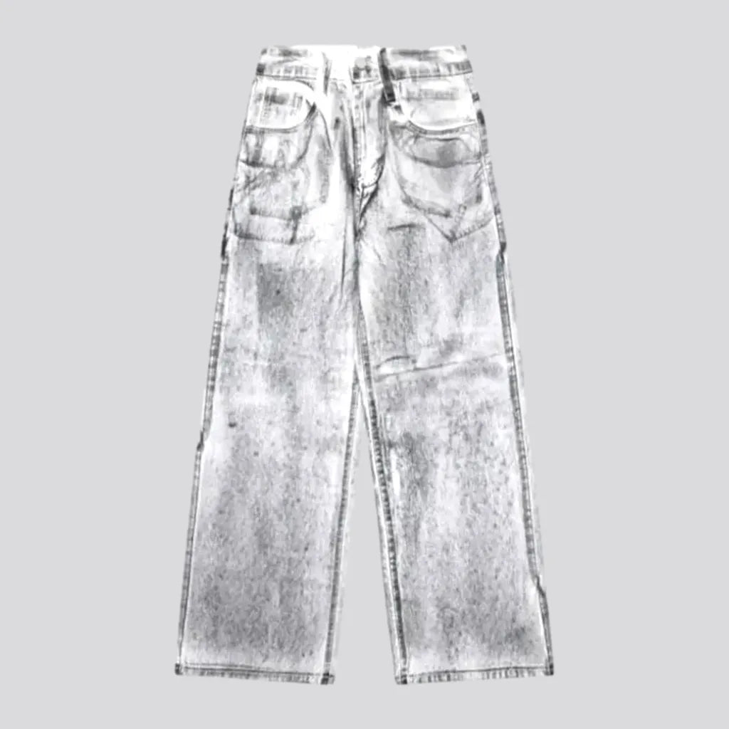 Medium rise painted men's jeans