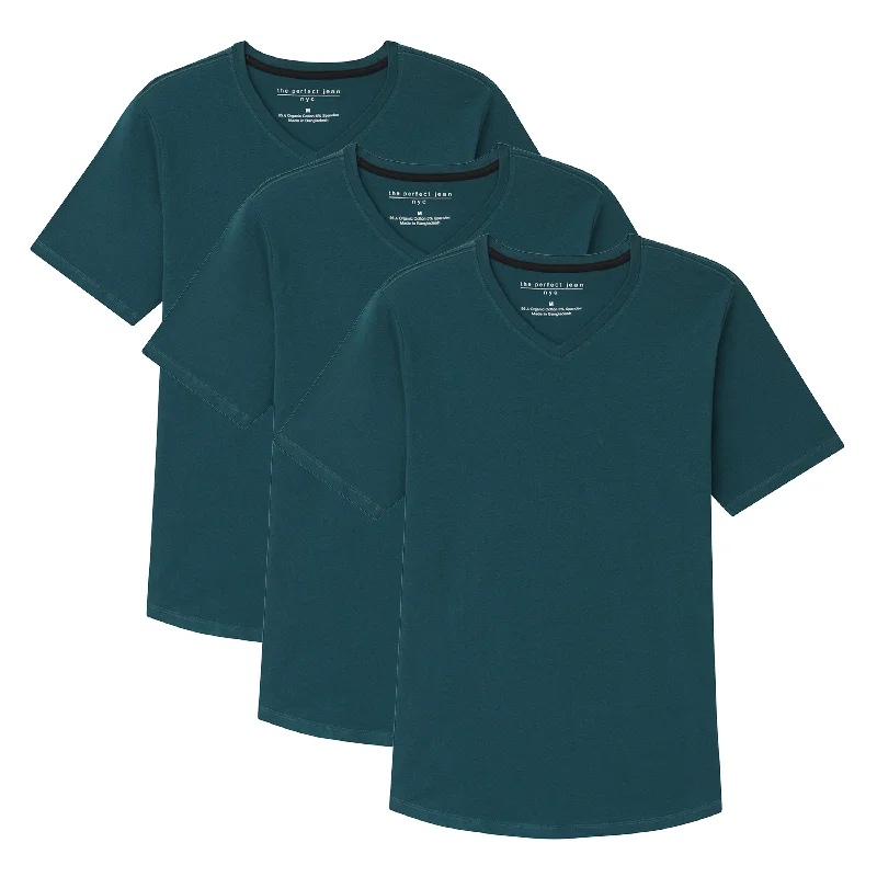 Organic V-Neck T-Shirt 3 Pack / Teal