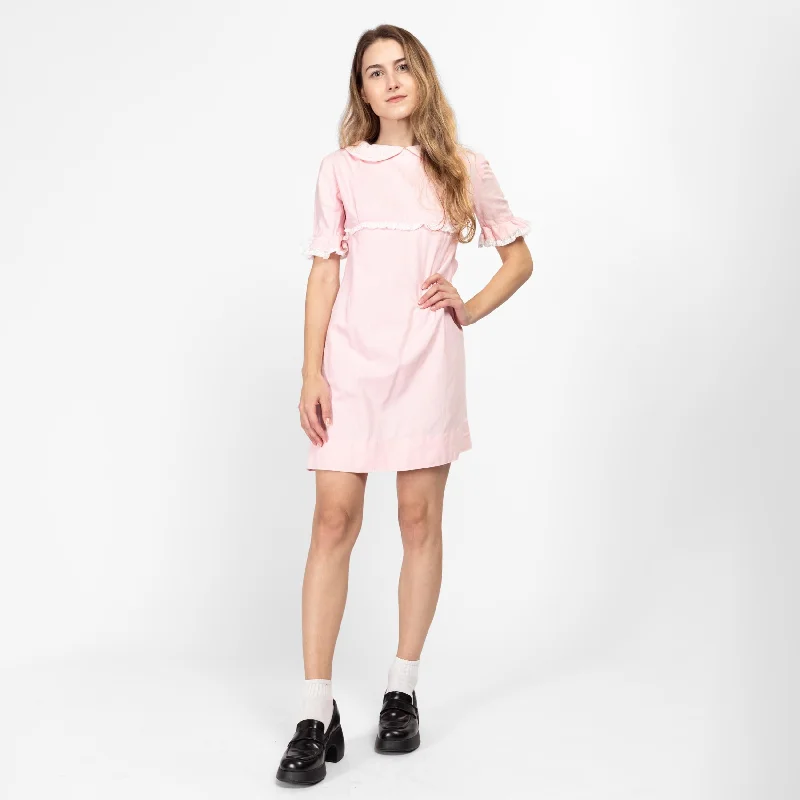 XS 60s Pastel Pink Babydoll Mini Dress