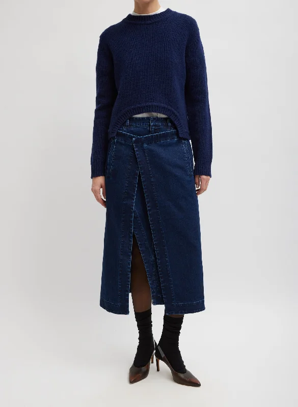 Classic Indigo Denim Wrap Skirt