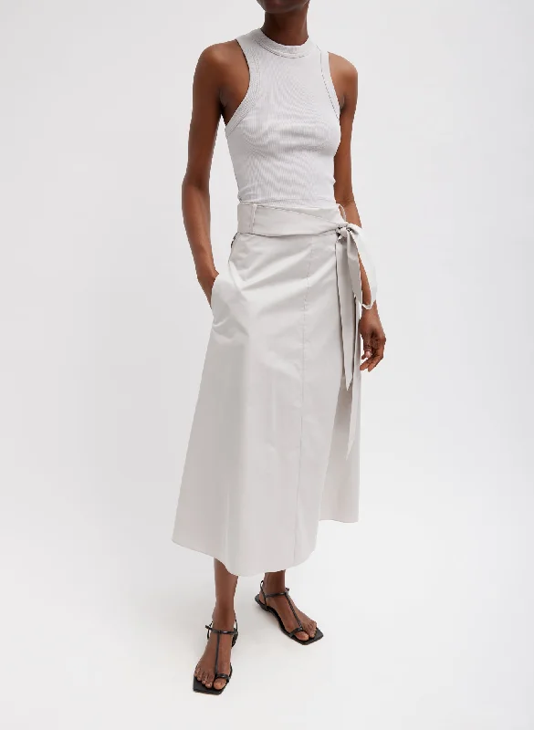 Eco Poplin Back Wrap Skirt