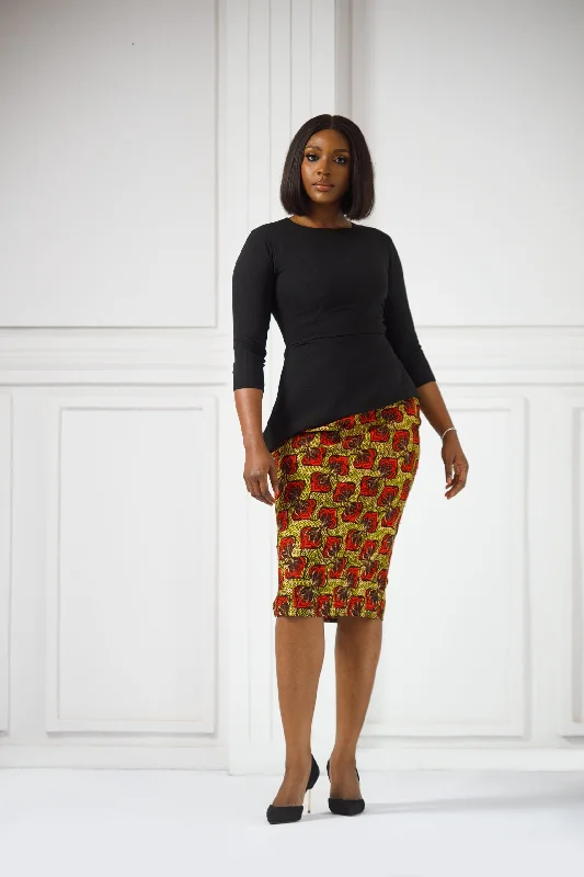 Erilyn Dora back zip dress with an Ankara skirt