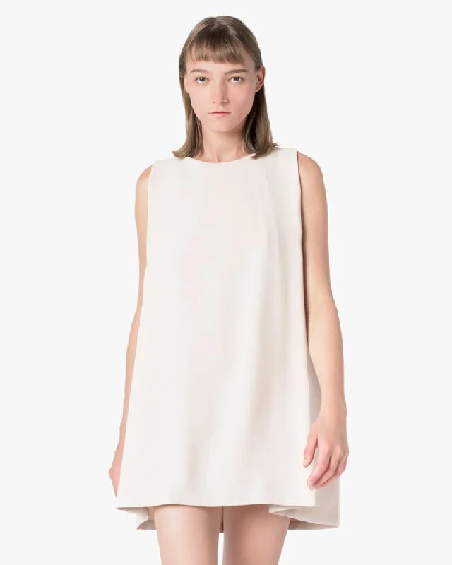 Boatneck Open Back Dress in Cream