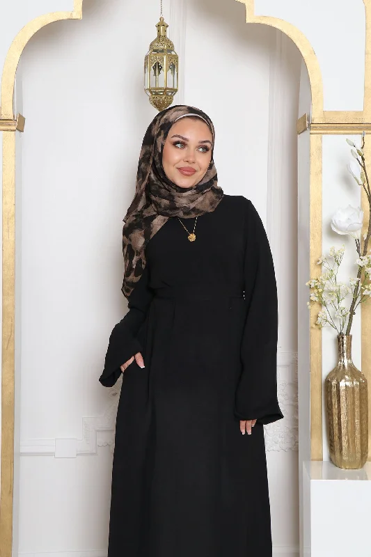 Nila Textured Essential Abaya- Black