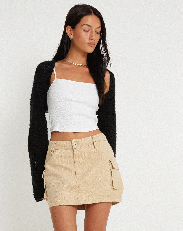 Jeng Mini Skirt in Twill Suede Tan