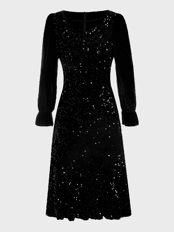 French Sequined Velvet Fishtail Dress