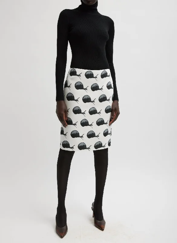 Gary Print On Stretch Crepe Pencil Skirt