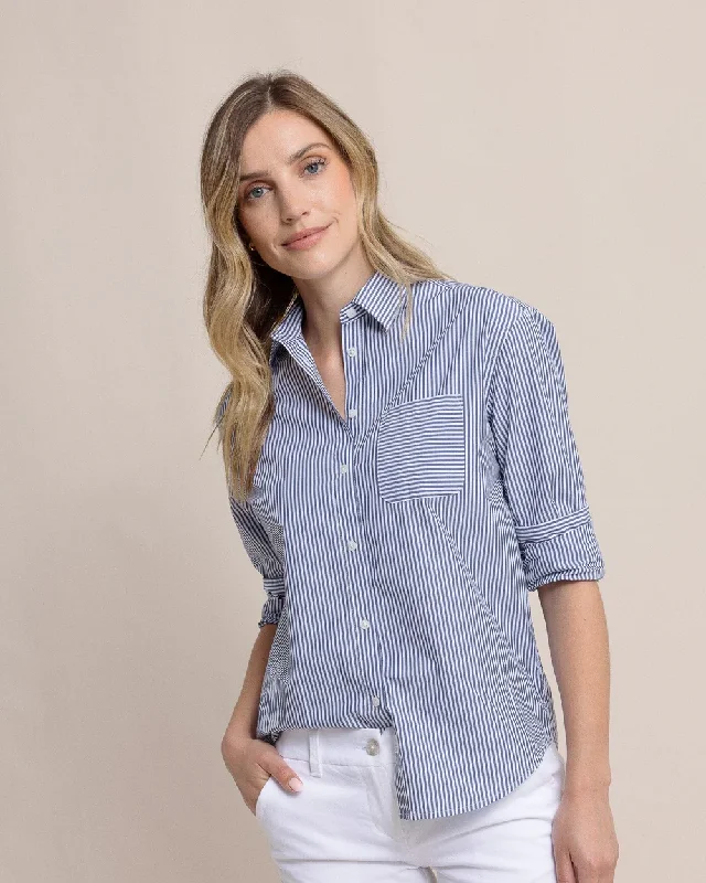 Southern Tide Women's Katherine Striped Shirt / Dress Blue