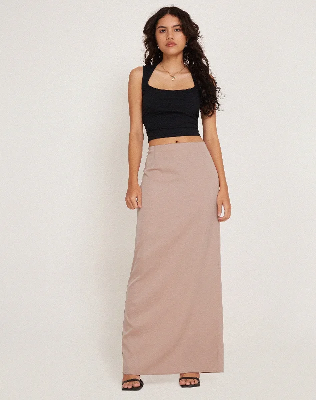 Layla Maxi Skirt in Satin Dusky Pink