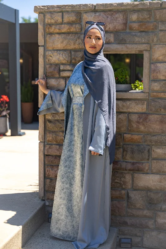 Nawra Reversible Abaya Set -  Blue Gray / Tie Dye